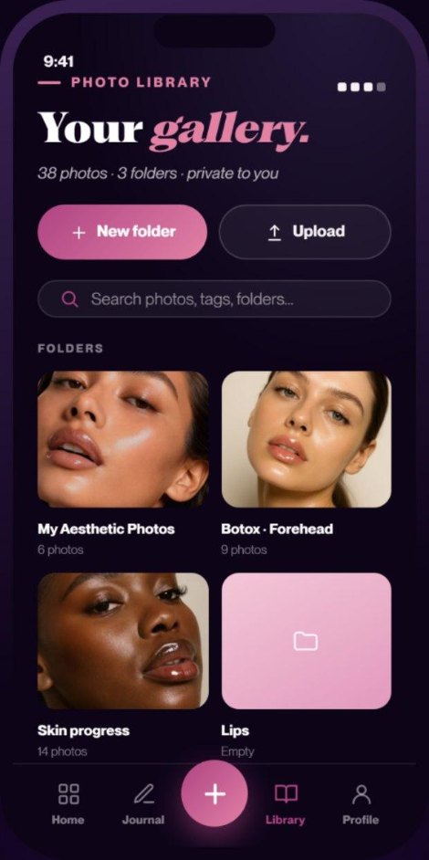 Aesthetic Journey app screen — photo library