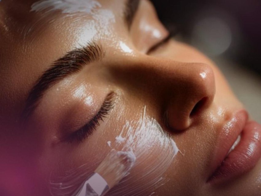 Soft facial treatment — editorial skincare close-up